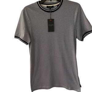 Ted Baker London Men’s T-shirt Sz 1 Navy Blue White NWT